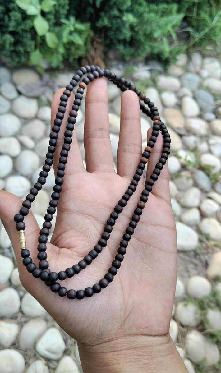 Small Black Tulsi Beads Two-Round Kanthi Mala