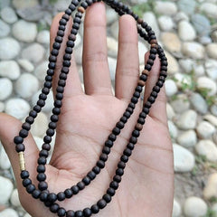 Small Black Tulsi Beads Two-Round Kanthi Mala