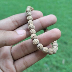 Radha Naam Carved Pure Tulsi Beads Bracelet