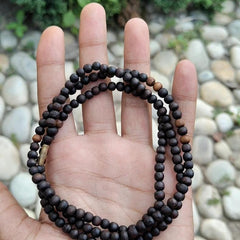 Small Black Tulsi Beads Two-Round Kanthi Mala