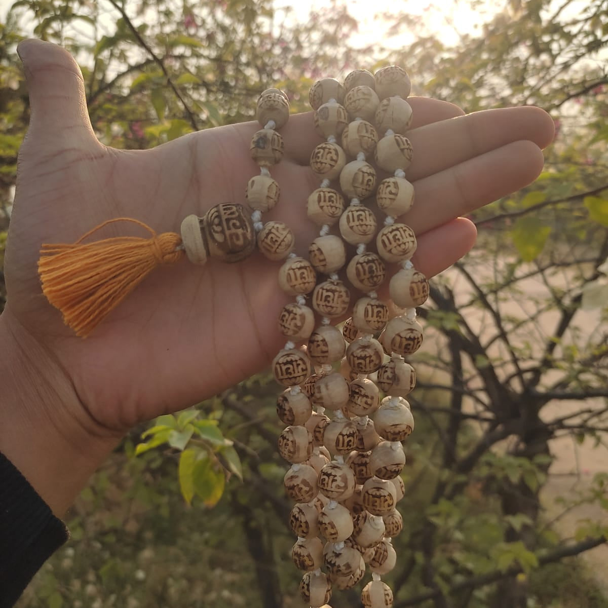 108+1 Beads Radha Naam Pure Tulsi Jaap Mala – 13 mm